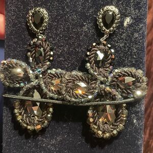 Swarovski Seductive - Silver and Crystal Crosses Statement Earrings